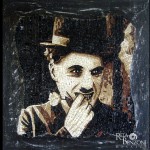 Charlie Chaplin ritratto mosaico marmo Rita Benzoni