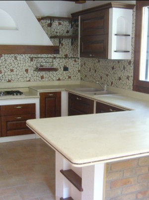 Cucina - Piano, rivestimento marmo mosaico