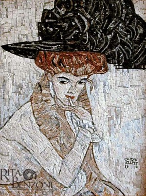 Donna cappello piume Klimt