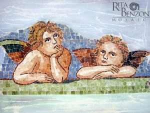 Putti di Raffaello mosaico in marmo