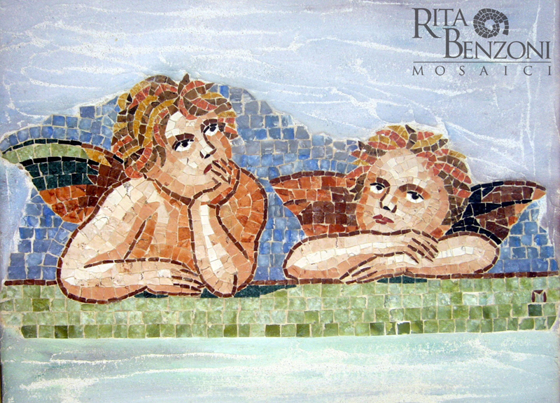 Putti di Raffaello mosaico in marmo